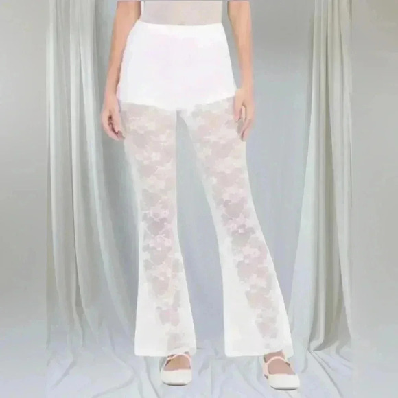 🆕White Mesh Lace Pants - Picture 2 of 15